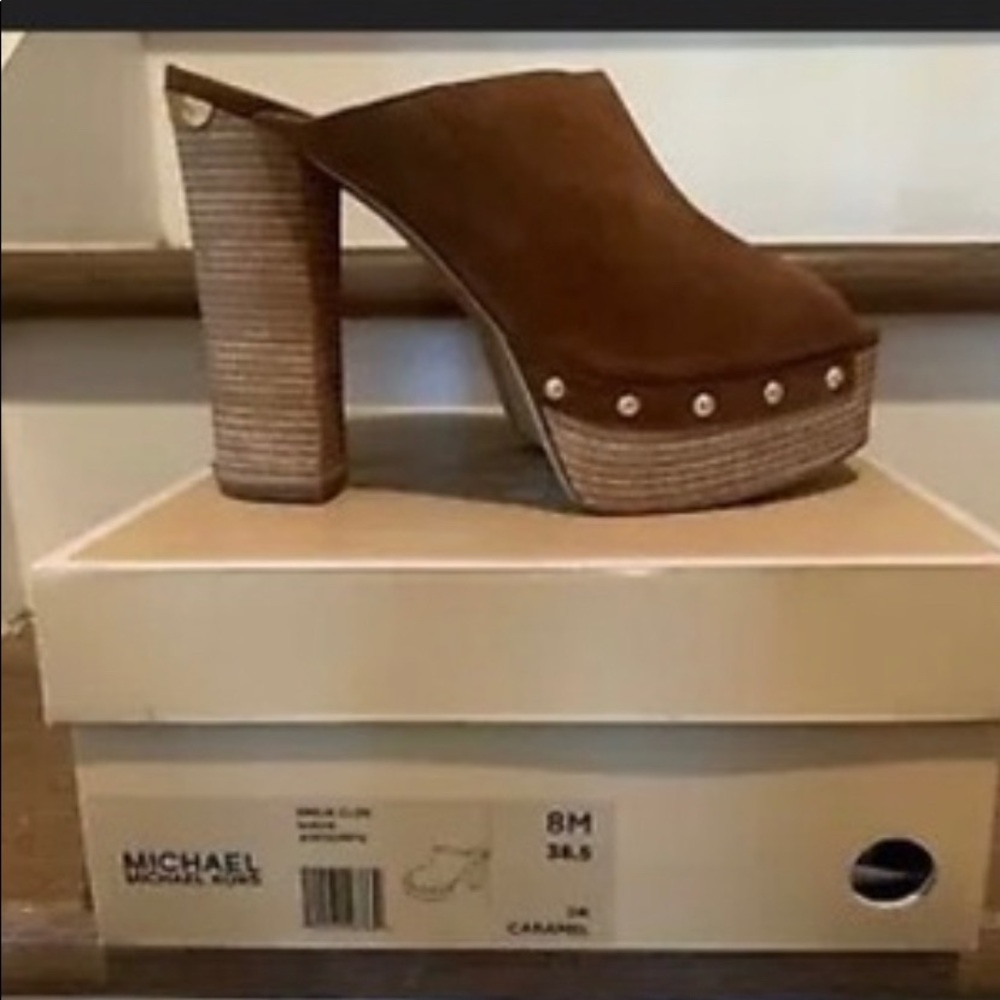 Brand New Brown Suede Michael Kors Chunky Heels!